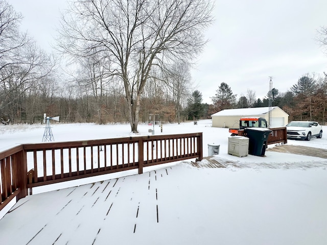 view of snow covered deck