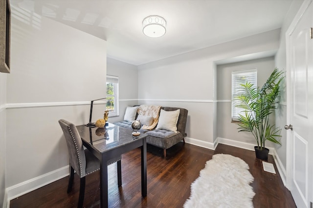 interior space featuring dark hardwood / wood-style flooring and a healthy amount of sunlight