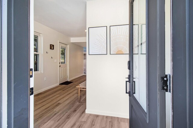 foyer entrance featuring light hardwood / wood-style flooring