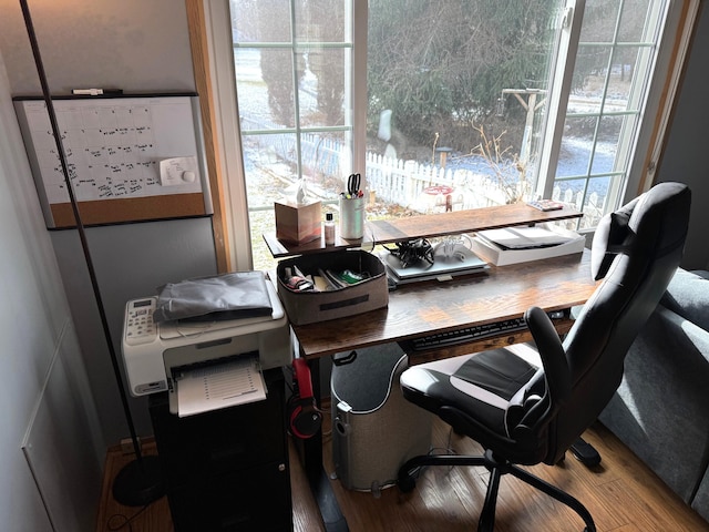 office space featuring hardwood / wood-style flooring