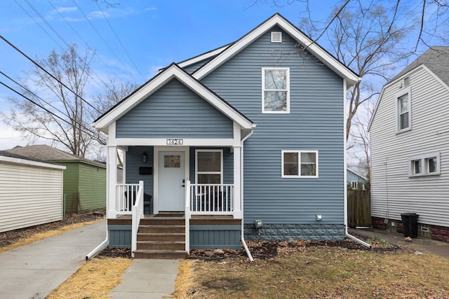 view of front facade featuring covered porch