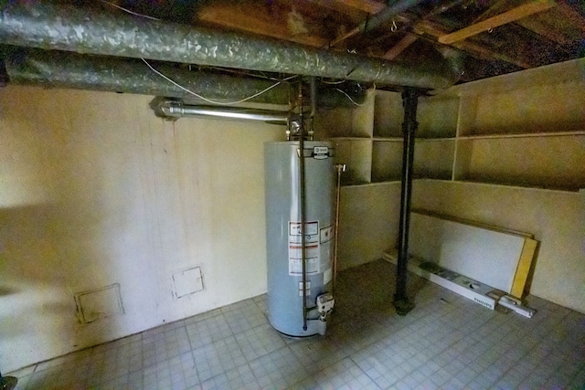 basement with gas water heater