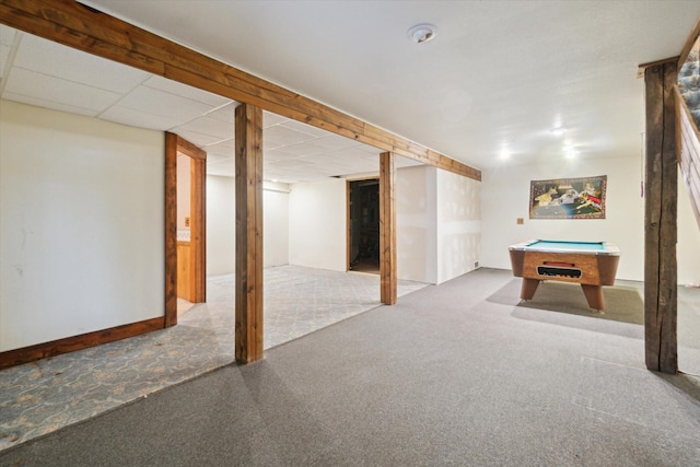 playroom featuring carpet floors and pool table