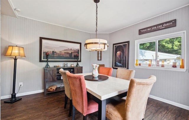 dining area with dark wood-type flooring