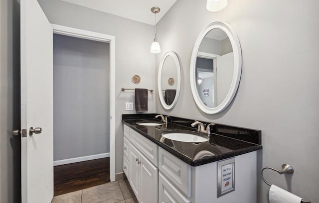 bathroom featuring vanity and tile patterned flooring