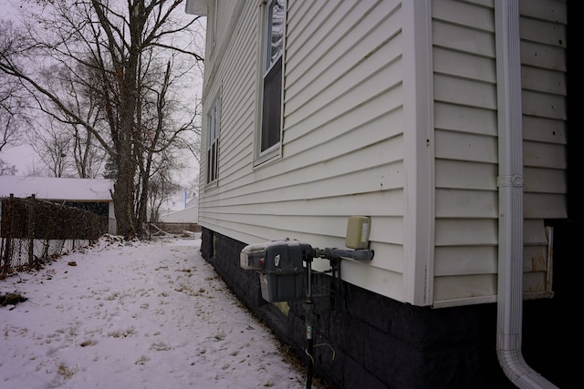 view of snow covered exterior