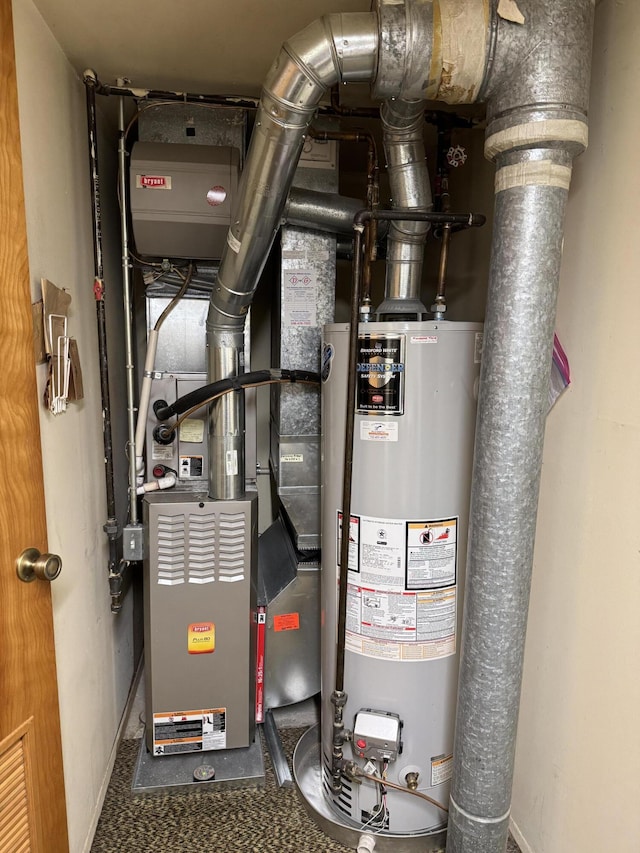 utility room with water heater