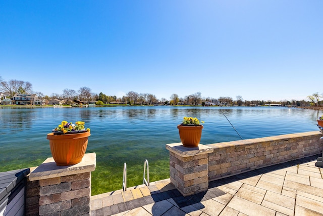 view of dock featuring a water view