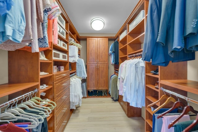 walk in closet featuring light wood-type flooring