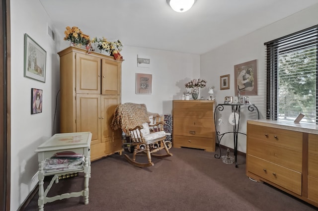 living area featuring carpet floors