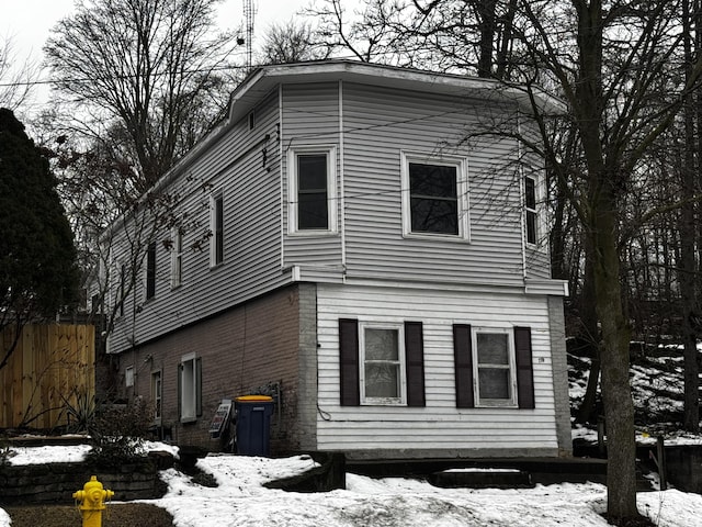 view of snow covered exterior