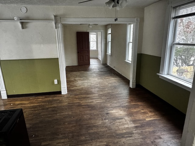 hallway featuring dark hardwood / wood-style floors and a wealth of natural light