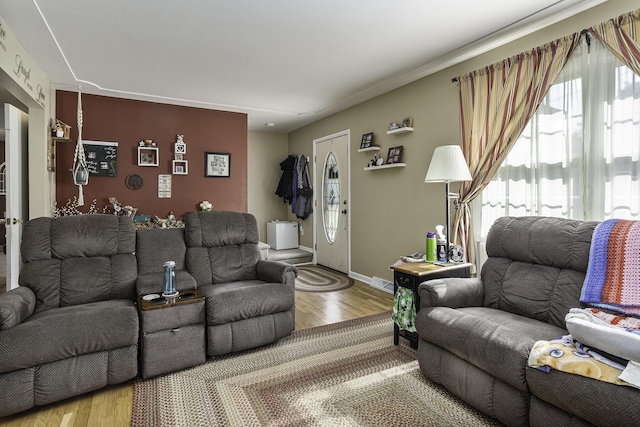 living room featuring hardwood / wood-style flooring