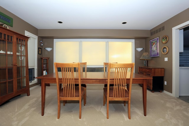 view of carpeted dining room