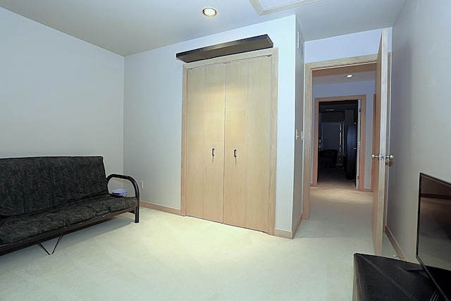 sitting room with light carpet