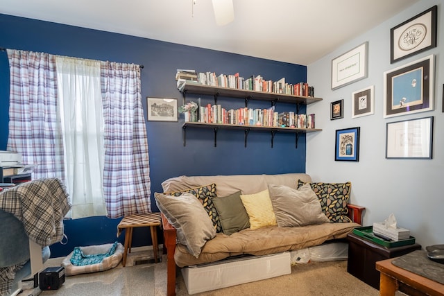 sitting room featuring carpet floors