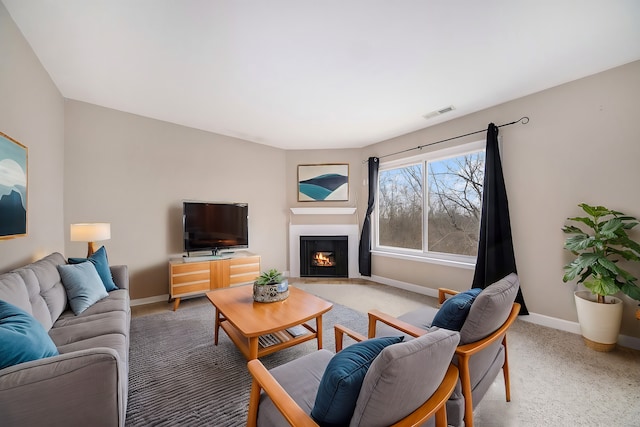 living room featuring carpet floors