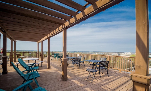 deck featuring a pergola