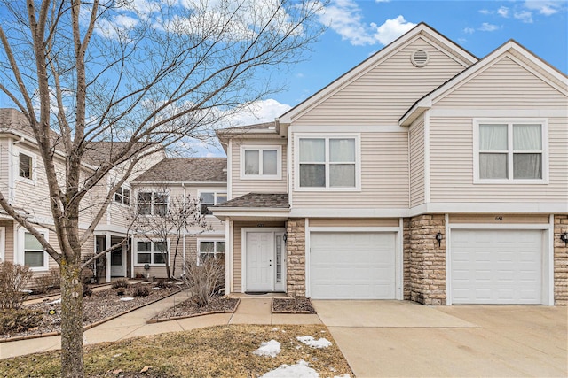 view of front of property with a garage