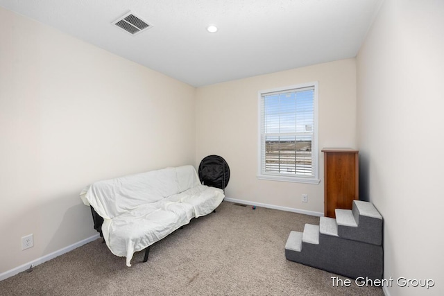 living area with carpet floors