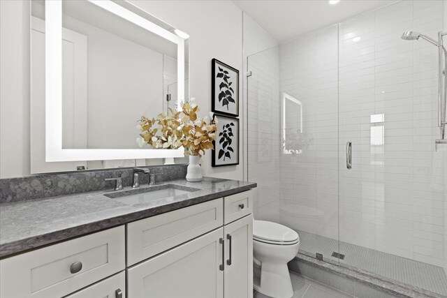 156 N Center St Unit 302, Northville, MI 48167 - bathroom with vanity, toilet, and a shower with door