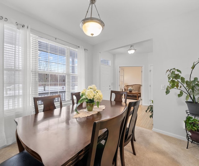 view of carpeted dining room