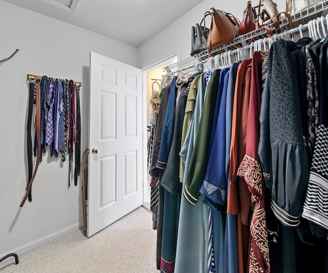 spacious closet with carpet