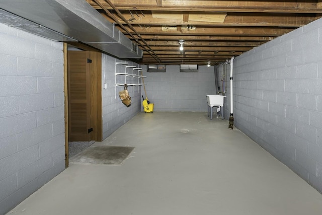 basement with sink