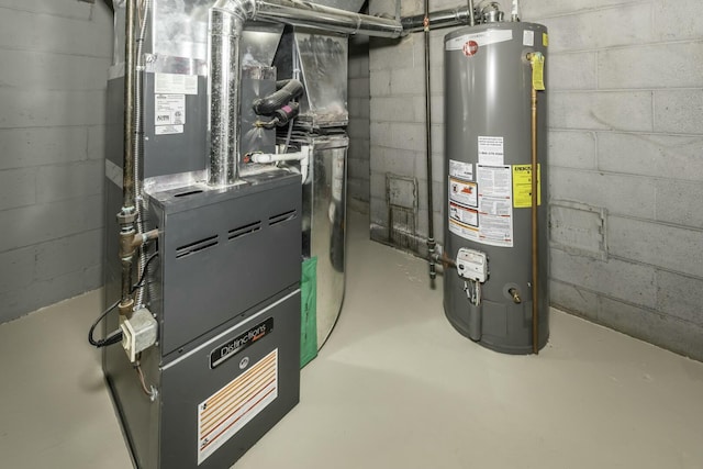 utilities featuring gas water heater and heating unit