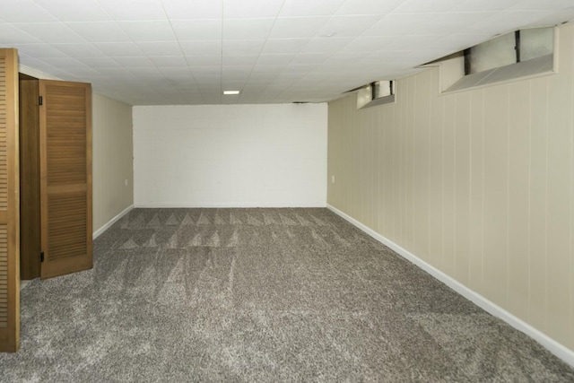 basement with carpet floors