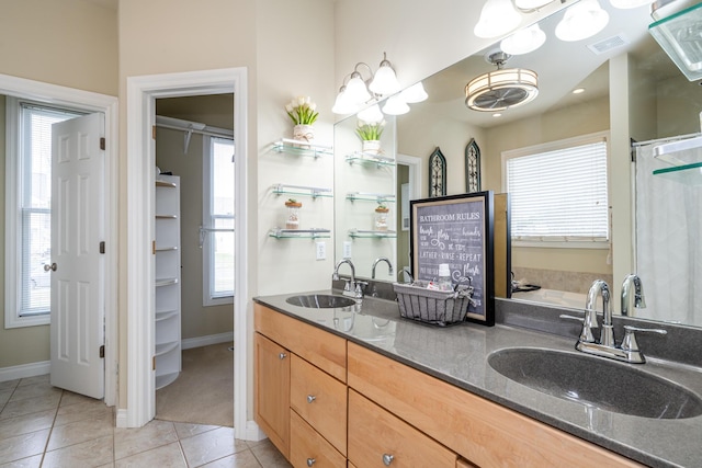 bathroom featuring vanity and tile patterned floors