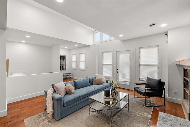 living room with wood-type flooring