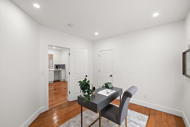 office area featuring hardwood / wood-style flooring