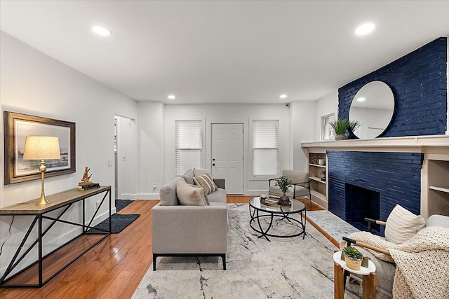 living room with hardwood / wood-style flooring