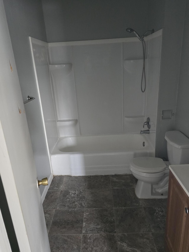 full bathroom featuring vanity, toilet, and tub / shower combination