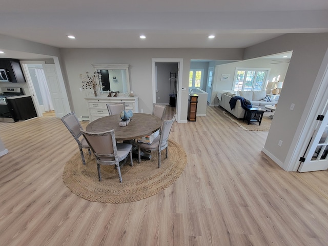 dining room with light hardwood / wood-style flooring