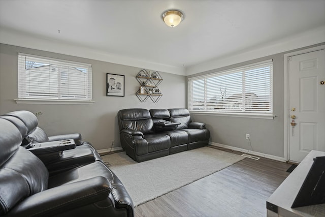 living room with wood-type flooring