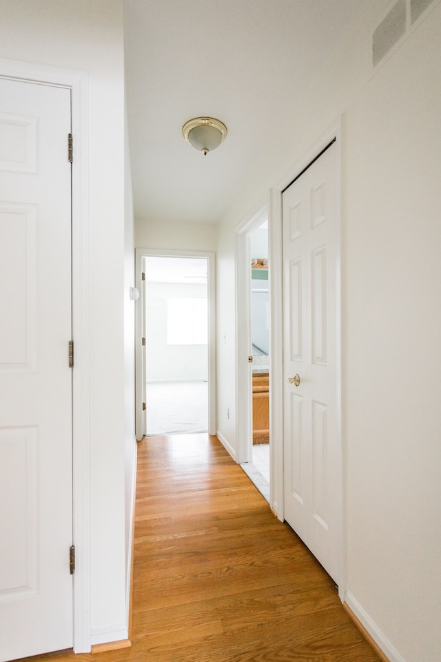 corridor featuring light hardwood / wood-style flooring