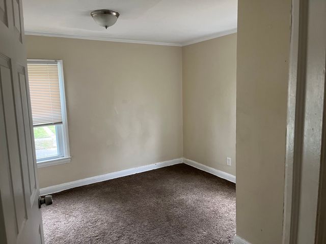 carpeted empty room with ornamental molding