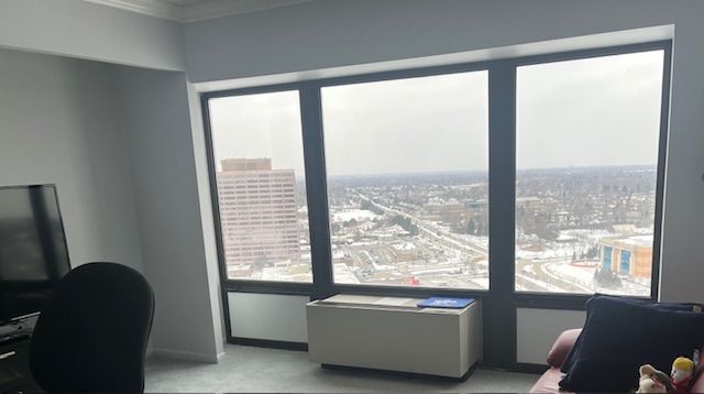 office space with crown molding