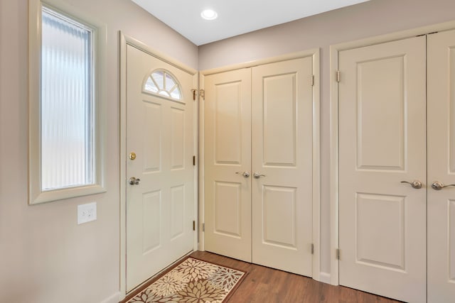 entrance foyer with hardwood / wood-style flooring