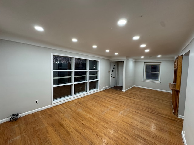 interior space with light hardwood / wood-style flooring