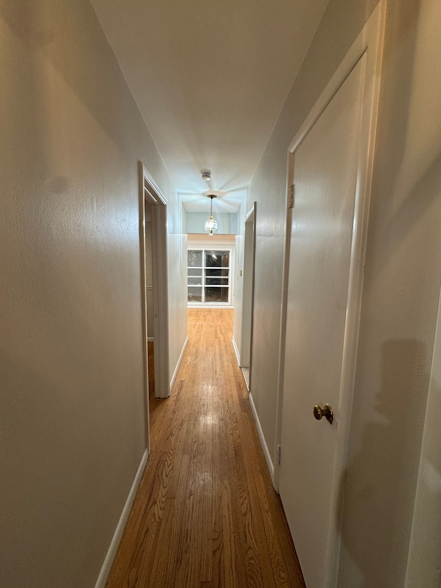 hallway featuring light wood-type flooring