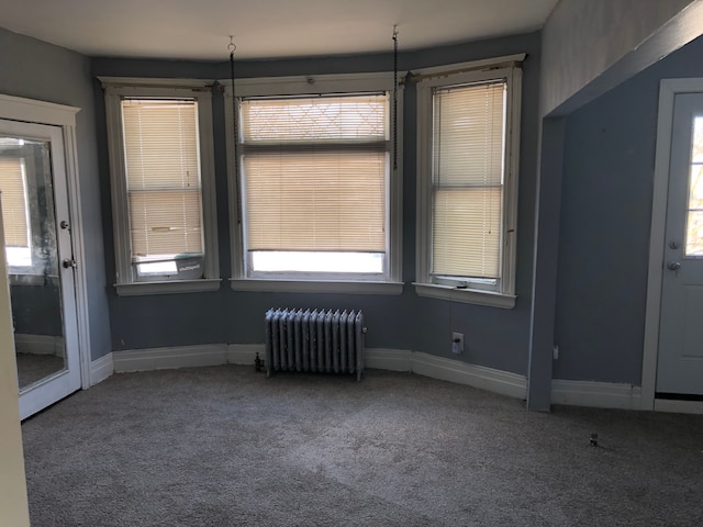 carpeted empty room with radiator