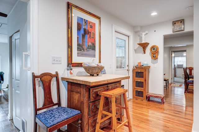 dining area with light hardwood / wood-style flooring