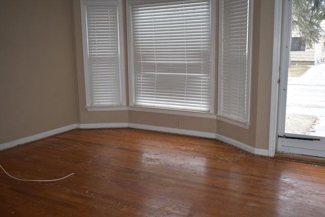 interior space with dark wood-type flooring