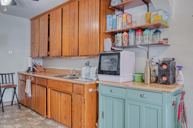 kitchen featuring sink and ceiling fan