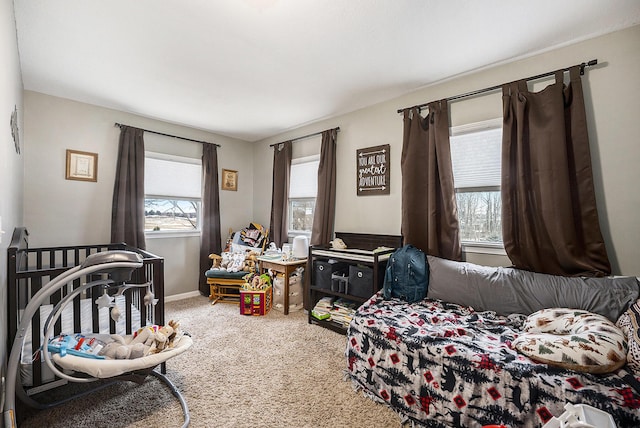 bedroom featuring carpet