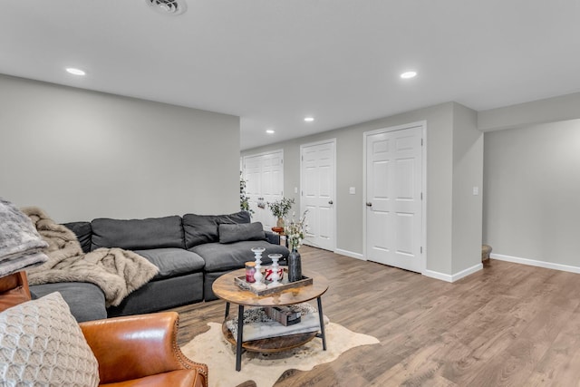 living room featuring light hardwood / wood-style floors