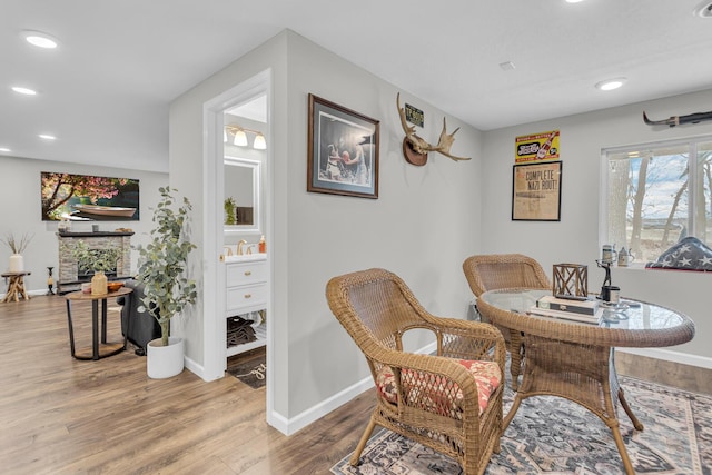 dining space featuring hardwood / wood-style floors